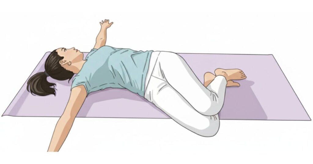 仰向けのねじりのポーズ